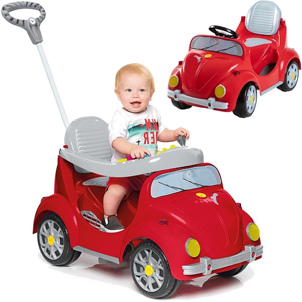 Carrinho de Passeio e Pedal para Bebe Calesita Fouks Vermelho