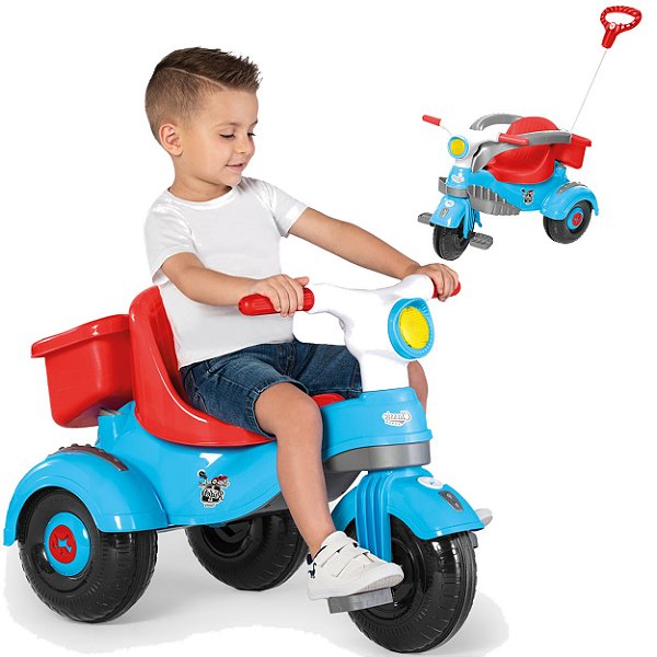 Triciclo Infantil - Passeio e Pedal - Velocita Classic - Azul - Calesita