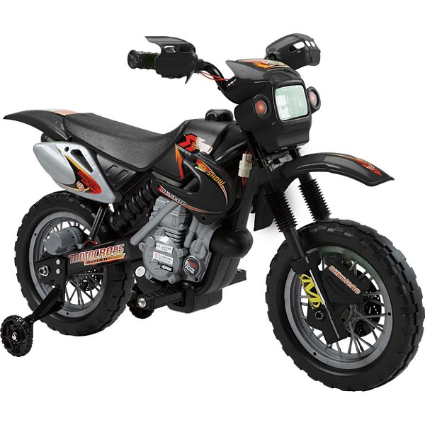 Moto Eletrica Infantil Belfix Motocross Action Show Preta 6V