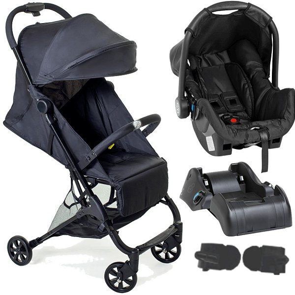 Carrinho de Bebe com Bebe Conforto e Base Galzerano Bali Preto