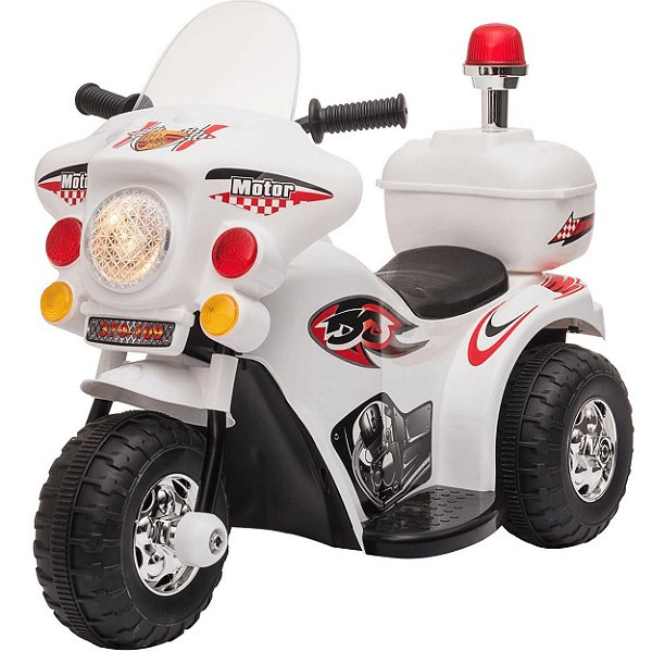 Mini Moto Eletrica Infantil Zippy Toys com Bau 6V Branco