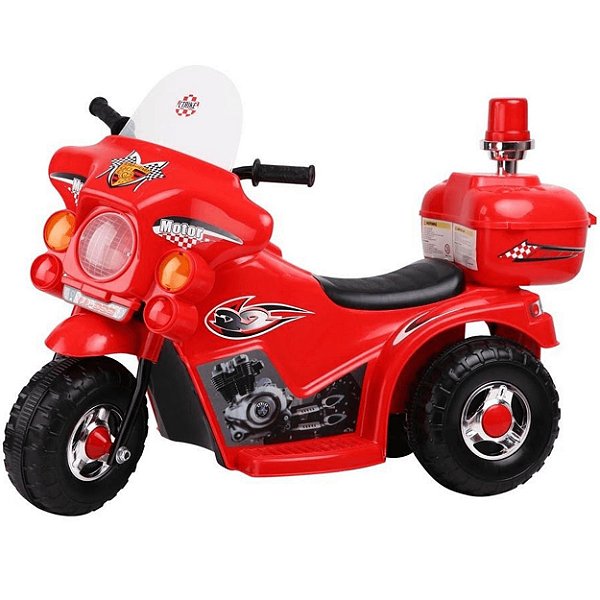 Moto Eletrica Infantil Policia Shiny Toys Motor 6V Vermelha