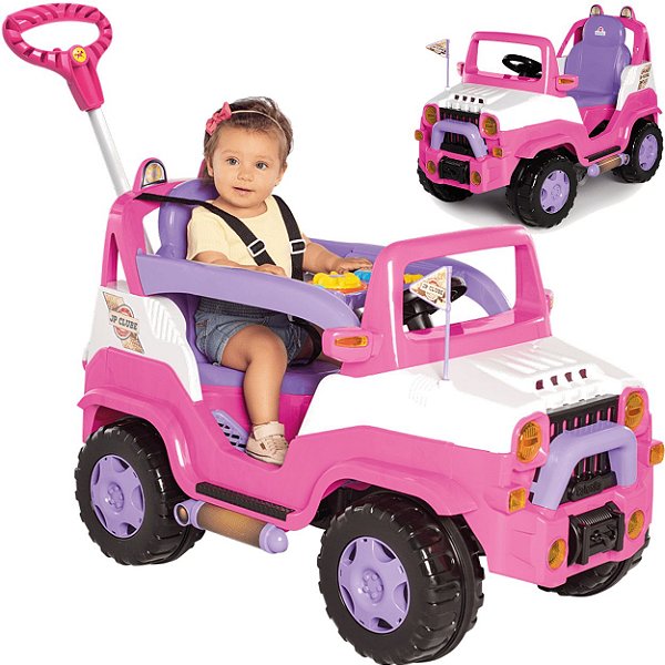 Carrinho de Passeio e Pedal Empurrador Calesita Diipi Rosa