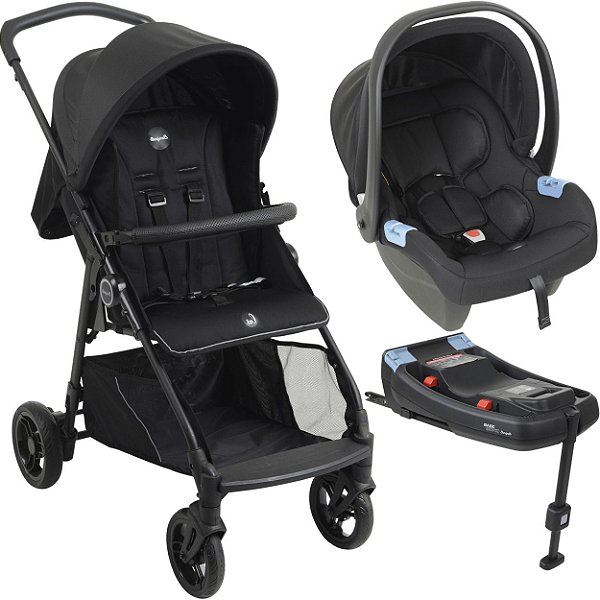 Carrinho com Bebe Conforto Base ISOFIX Burigotto Lui Grafite