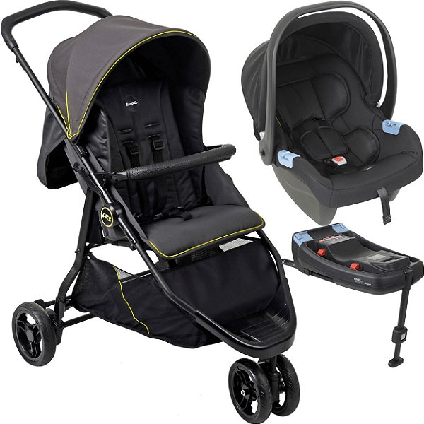 Carrinho com Bebe Conforto Base ISOFIX Burigotto CR3 Gray Neon