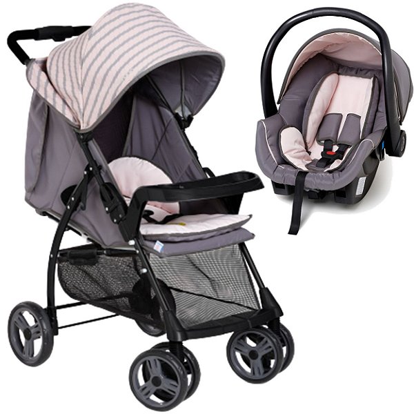 Carrinho De Bebê E Cadeira De Carro Rosa