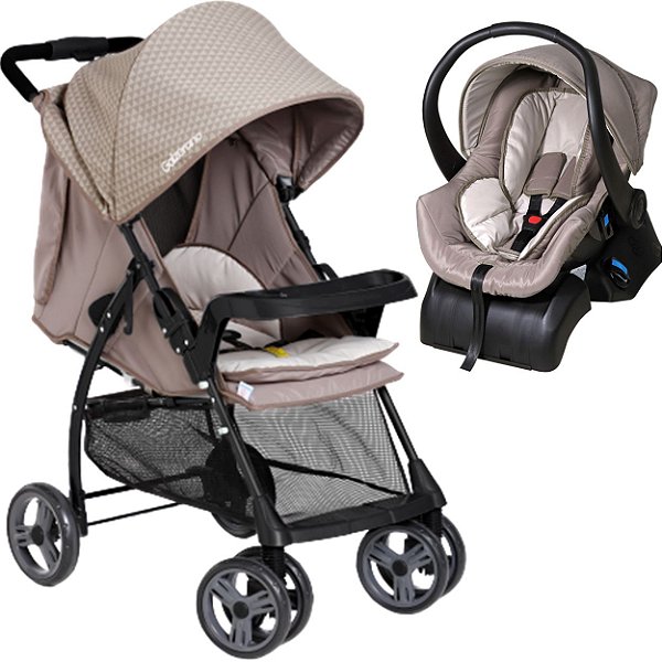 Carrinho Com Bebe Conforto E Base Galzerano San Remo Capuccino Maca Verde Baby