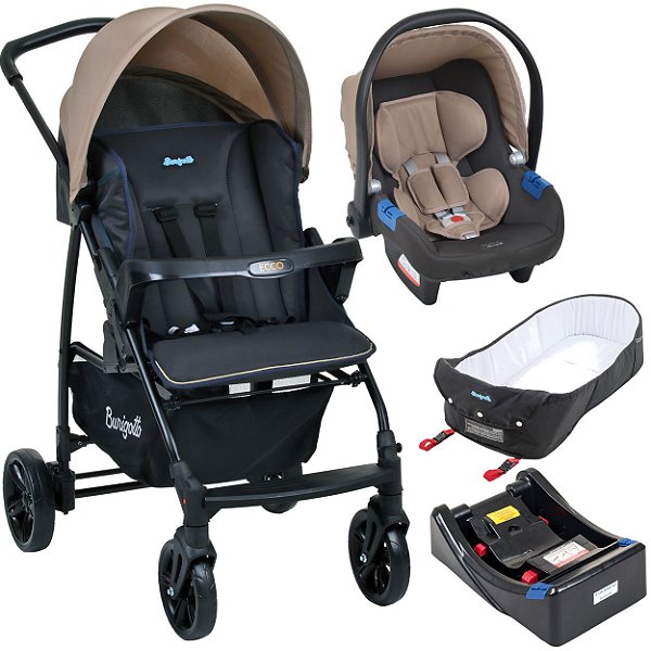 carrinho bebê burigotto ecco capuccino bebê conforto e base