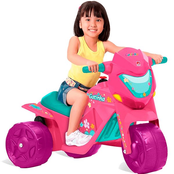 Moto Eletrica Infantil Triciclo Bandeirante Banmoto 6V Rosa - Maçã Verde  Baby