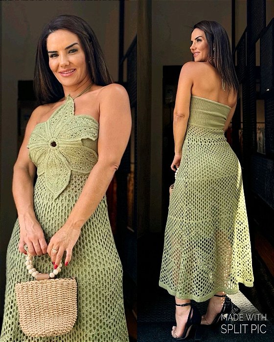 Vestido Midi Flower Verde