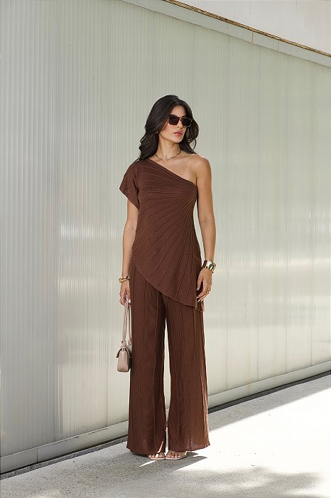 Conjunto de Tricot Aquarela Marrom