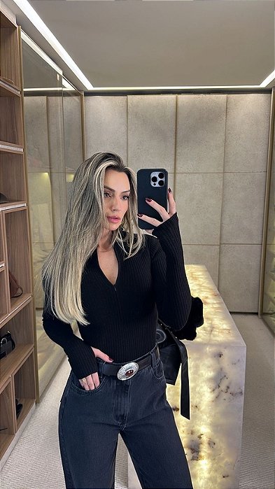 Blusa Preta Zíper