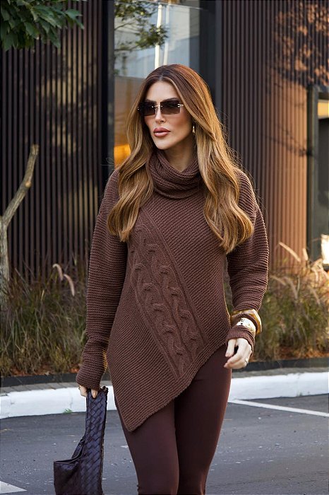 Blusa de Tricot Valentina Marrom