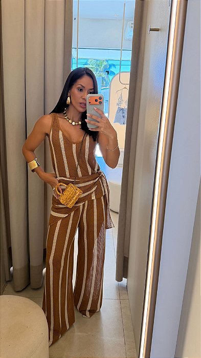 Conjunto Listras Caramelo