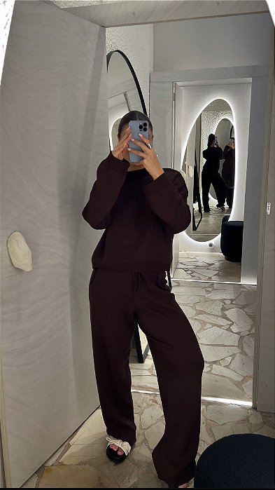 Conjunto de Tricot Jade Marrom