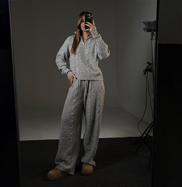 Conjunto de Tricot Madrid Cinza