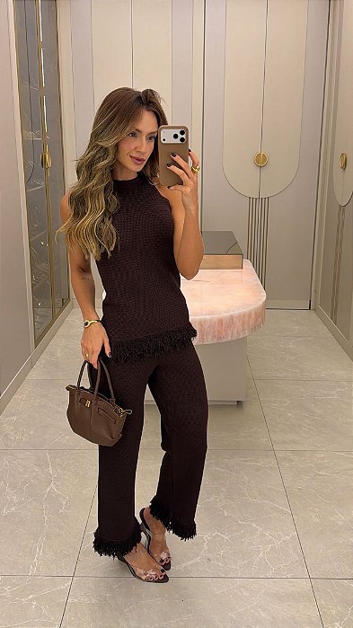 Conjunto de Tricot Blessed Marrom