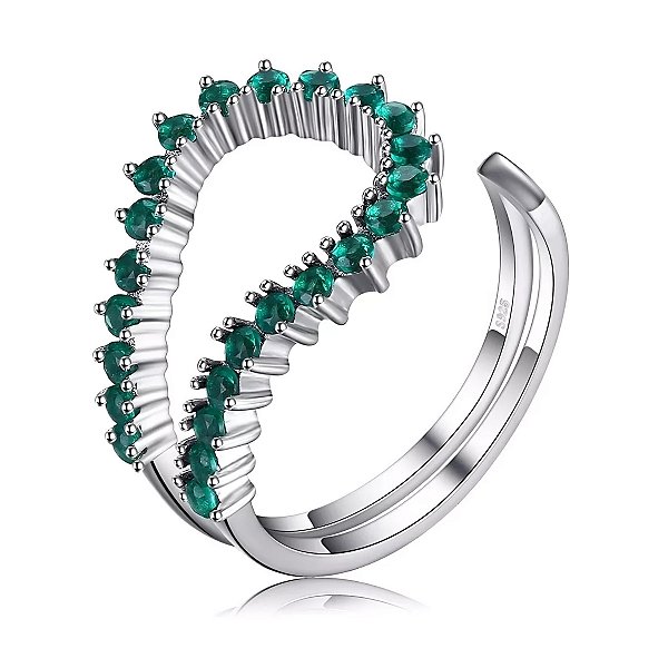 Anel em Prata 925 legitima com Esmeraldas