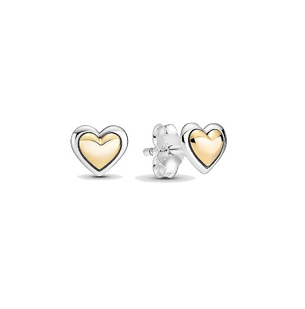 Brinco Mini Coração em Prata 925 e Banho de Ouro 18k