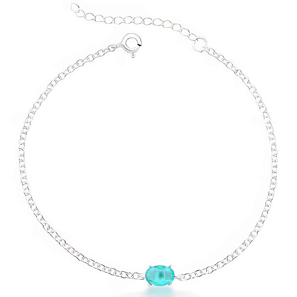 Pulseira Em Prata 925 Com Turmalina Paraíba