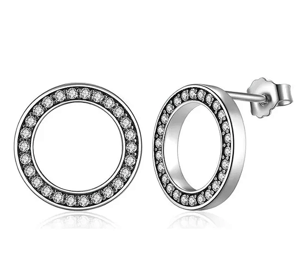 Brinco Feminino Prata 925 Esterlina Com Zircônias
