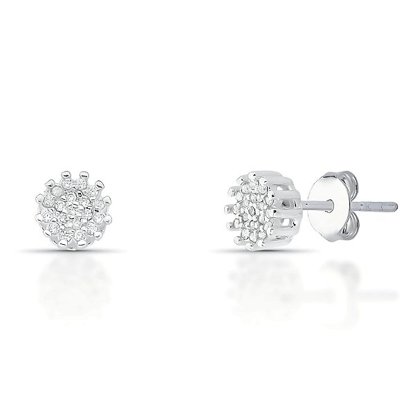 Brinco De Prata Esterlina E Zirconias