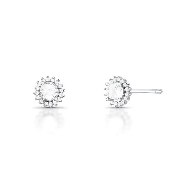 Brinco De Prata Esterlina E Zirconias