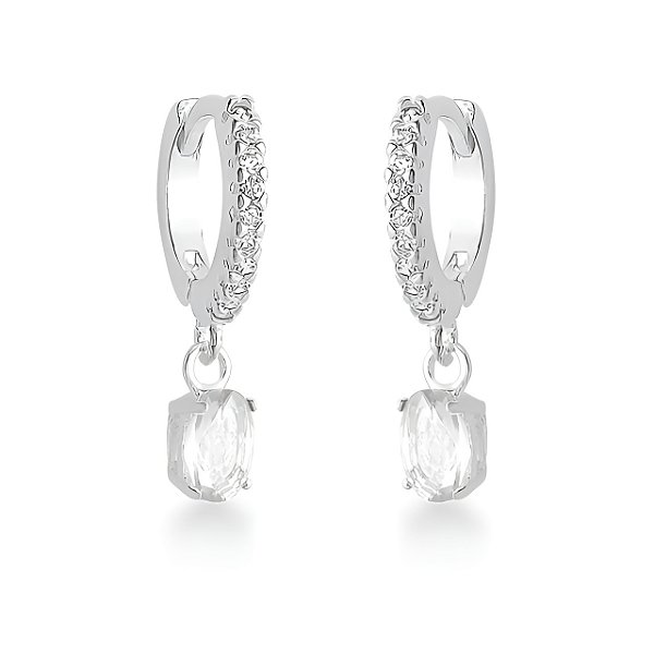 Brinco Argola Em Prata Esterlina E Zirconias