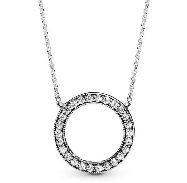 Colar Corrente Feminina Prata S925 Zircônias Corações