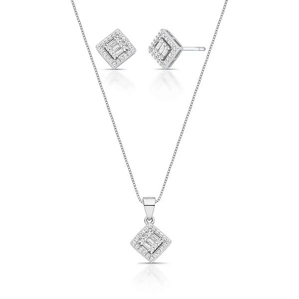 Conjunto Prata 925 Beleza Eterna Quadrado