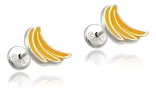 Brinco Baby Banana Prata 925 Legítima