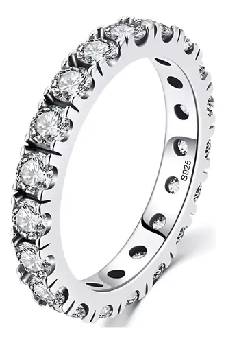 Anel Aparador Eternity Zircônias Prata 925 Legítima