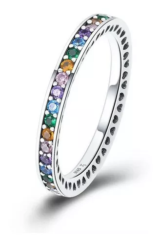 Anel Rainbow Em Prata 925