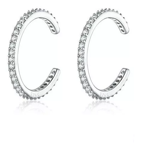 Brinco Ear Hook Em Prata 925 E Zircônias