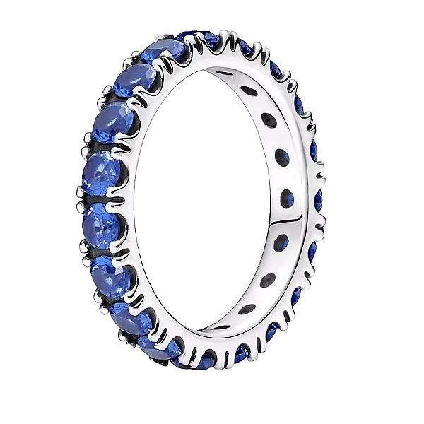 Anel Eternity Azul Em Prata 925