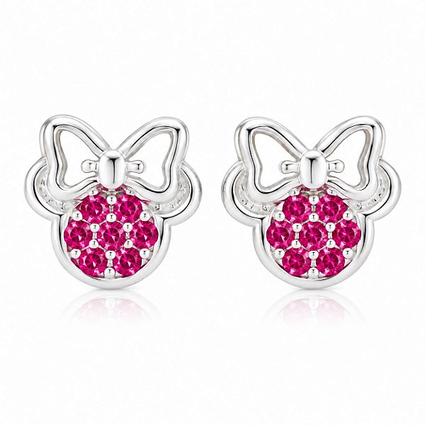 Brinco Minnie Em Prata 925 Com Zircônias