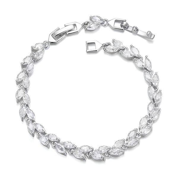 Pulseira Bracelete Feminino Banho De Prata Zircônias Luxo