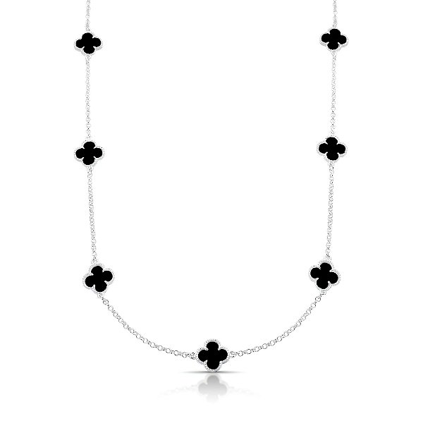 Corrente Chocker Colar Trevo Prata 925 Legítima Unissex