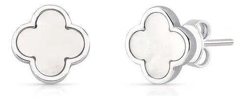 Brinco Trevo Prata 925 Esterlina Resinado Unissex