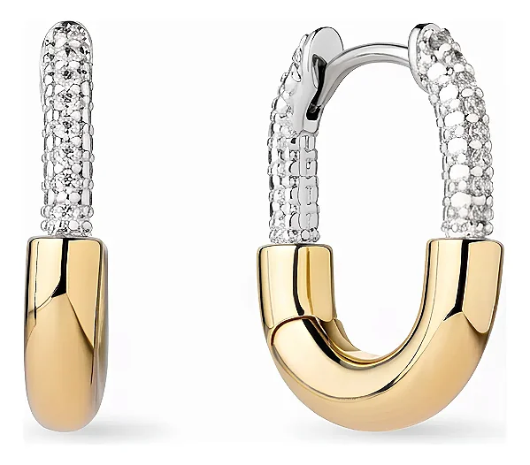 Brinco Argola Banhado Ouro 18k Cravejado Zircônias