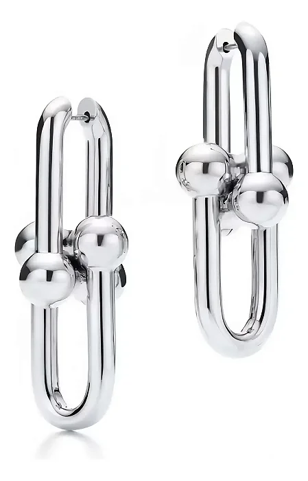 Brinco Argola Elos Feminino Banhado A Prata Elegante Luxo