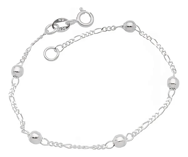 Pulseira Infantil Prata 925 Legítima Bolinhas Baby Unissex