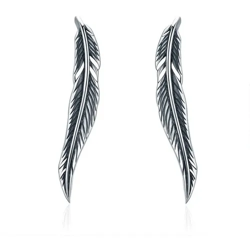 Brinco Feminino Ear Cuff Pena Em Prata 925 Legítima