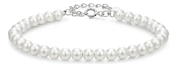 Pulseira Bracelete Perolas Pequenas Prata 925 Legítima