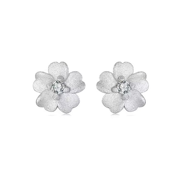 Brinco De Prata Legítima 925 Feminino Flor Delicado Pequeno