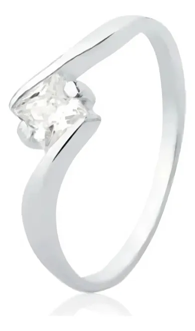 Anel Aliança Feminina Solitário Prata De Lei 925 Zircônia