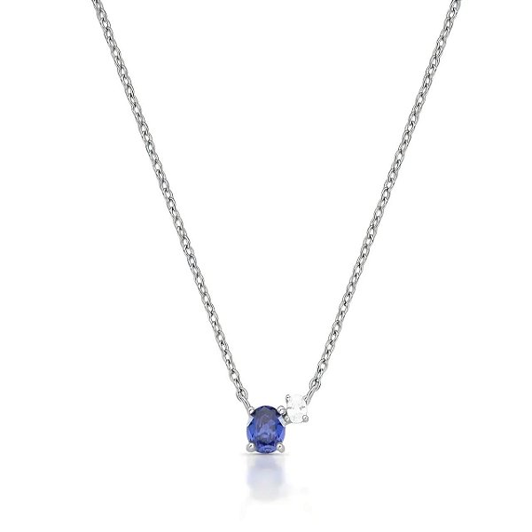 Colar Ametista Violeta Em Prata 925 Com Banho De Ródio