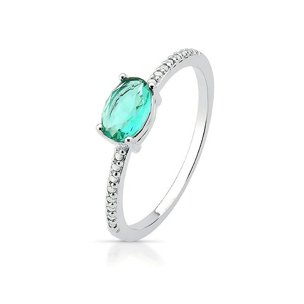 Anel Cravejado Em Prata 925 Com Turmalina Oval
