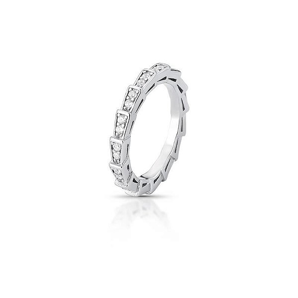 Anel Aparador Serpenti Prata 925 Cravejado Zircônias