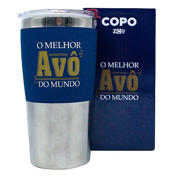 Copo O Melhor Avô Do Mundo Semi-térmico Com Tampa 450ML